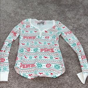PINK Christmas pajama top